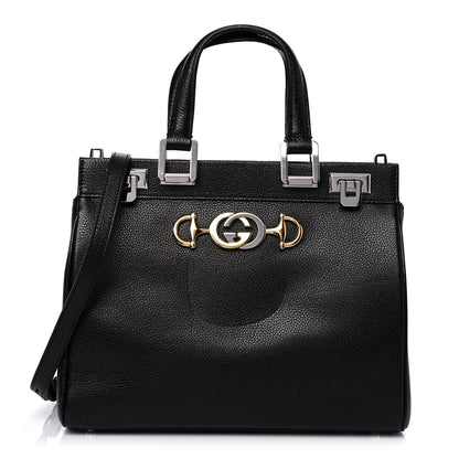Gucci Grainy Calfskin Small Zumi Top Handle Bag Black 1 of 12