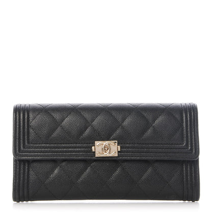 Chanel Caviar Quilted Boy Flap Wallet Black 1 of 14