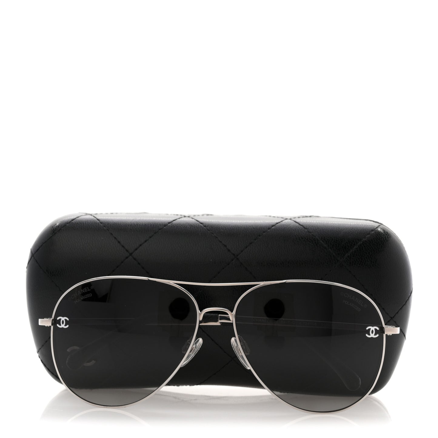 Metal Polarized CC Aviator Sunglasses 4189-T-Q Silver