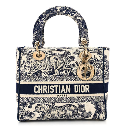 Christian Dior Toile de Jouy Embroidered Medium Lady D-Lite Blue 1 of 10
