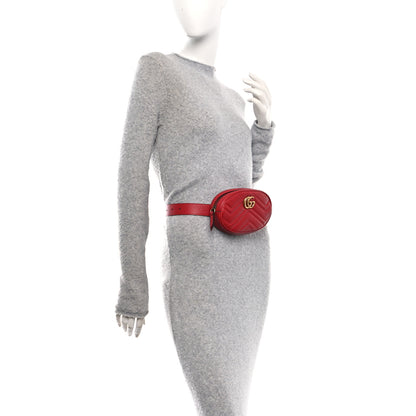 Gucci Calfskin Matelasse GG Marmont Belt Bag 75 30 Hibiscus Red 2 of 11