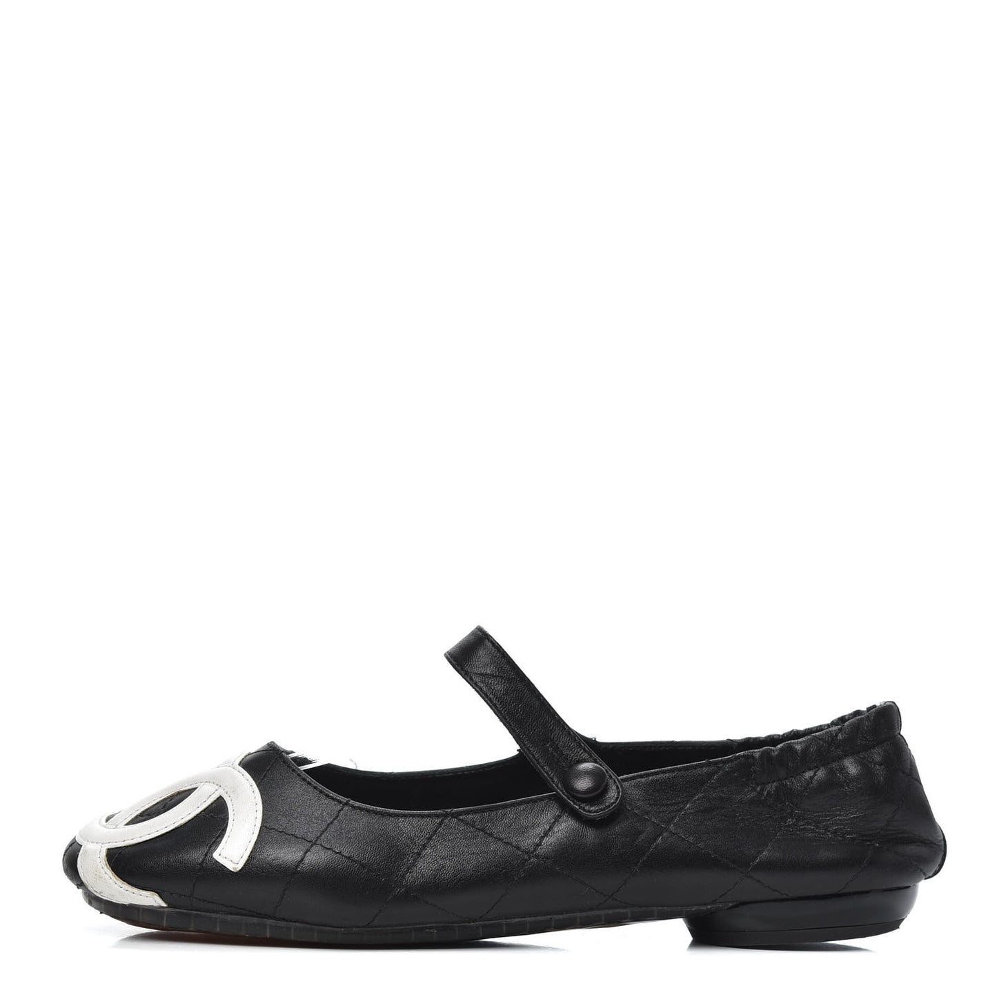 Lambskin Quilted Cambon Ballerina Flats 37 Black