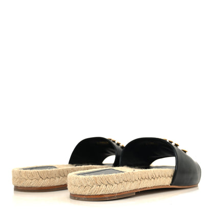 Chanel Patent Calfskin Crystal CC Espadrille Slip On Sandals 38 Black 4 of 9