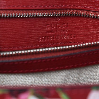 Gucci Shangai Calfskin Blooms Print Small Bamboo Daily Top Handle Bag Romantic Cerise Multicolor 6 of 9