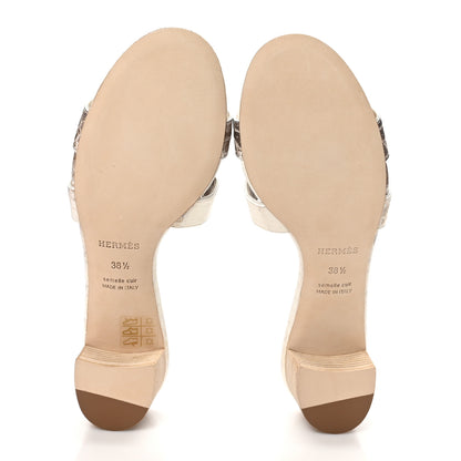Hermes Matte Niloticus Crocodile Himalaya Oasis Sandals 38.5 White 6 of 10