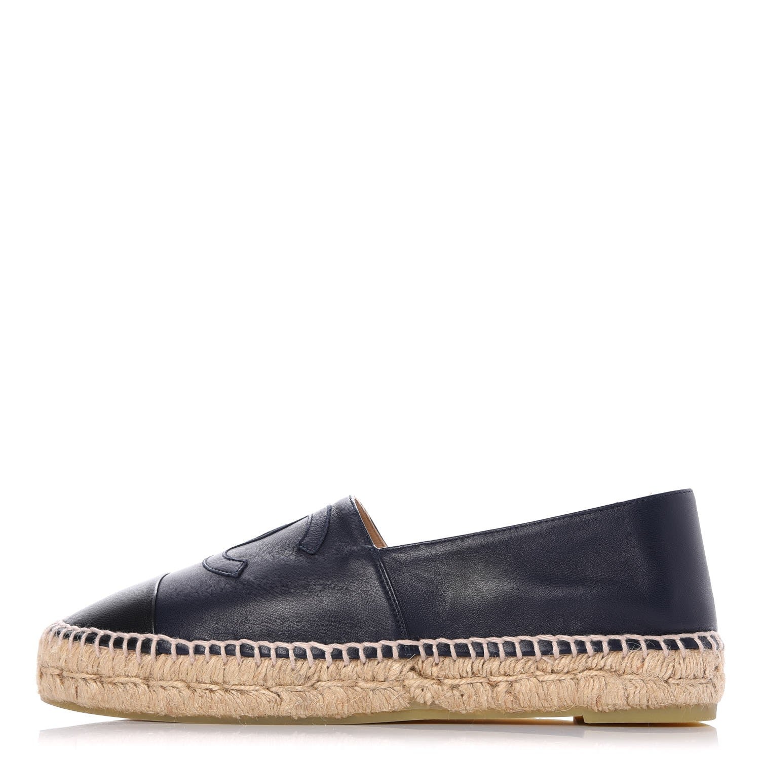 Chanel Lambskin CC Espadrilles 38 Navy Black 1 of 10