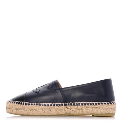 Chanel Lambskin CC Espadrilles 38 Navy Black 1 of 10