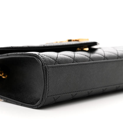 Saint Laurent Grain De Poudre Textured Mixed Matelasse Triquilt Small Monogram Satchel Black 8 of 10