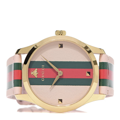 Gucci Stainless Steel Calfskin 38mm G-Timeless Stripe Web Quartz Watch Pink 3 of 6