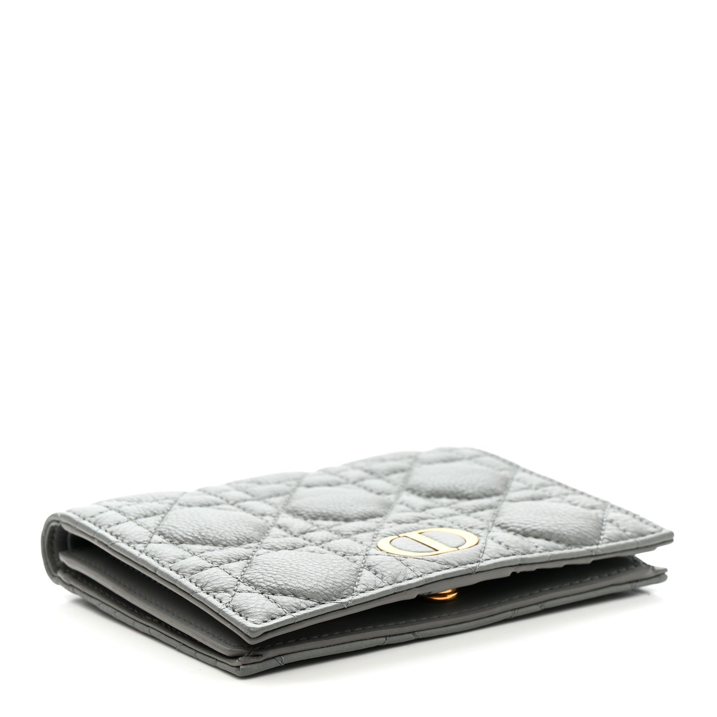 Grained Calfskin Supple Cannage Caro Medium Wallet Grey