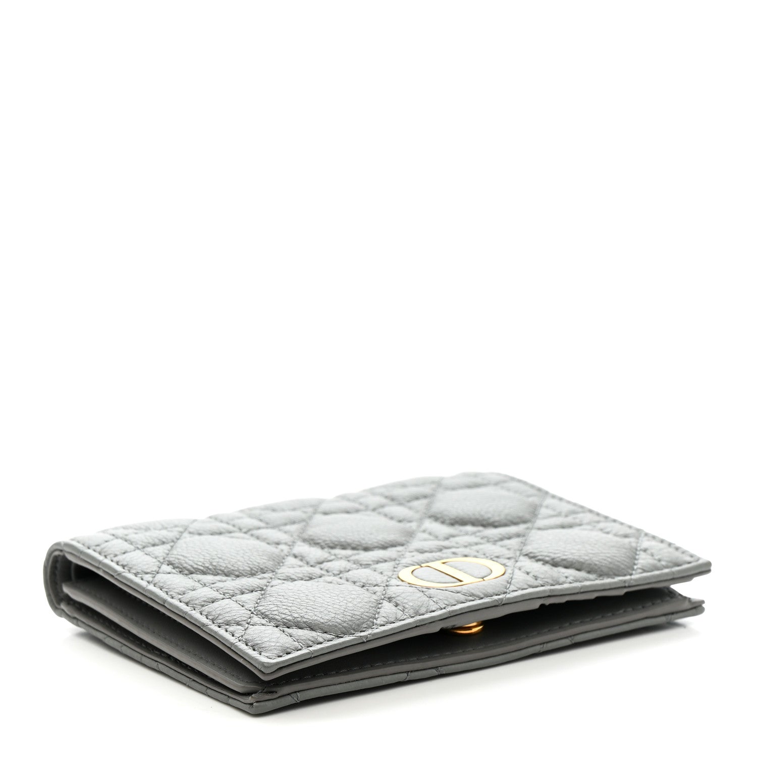 Christian Dior Grained Calfskin Supple Cannage Caro Medium Wallet Grey 4 of 7