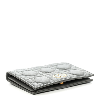 Christian Dior Grained Calfskin Supple Cannage Caro Medium Wallet Grey 4 of 7