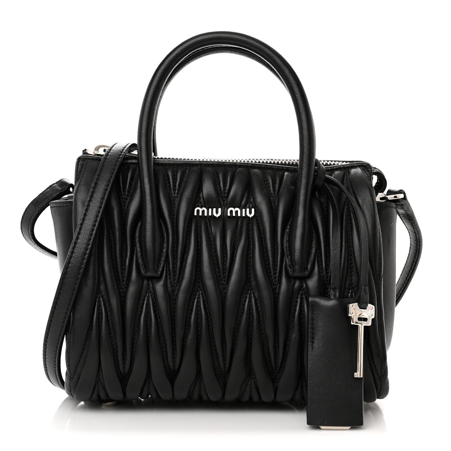 Miu Miu Nappa Matelasse Top Handle Bag Black 1401470 – FASHIONPHILE