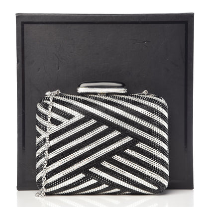 Judith Leiber Crystal Striped Miniaudiere Clutch Black White 8 of 8