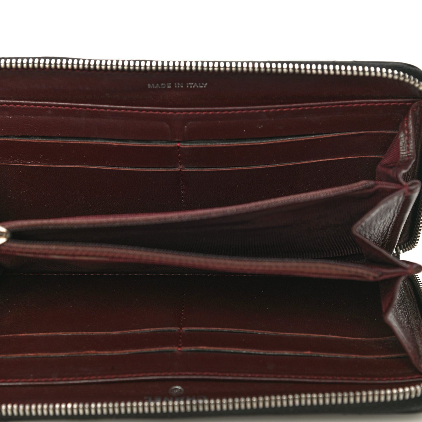 Lambskin Quilted Large Gusset Zip Around Wallet Black