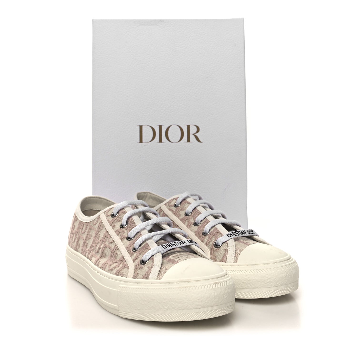 Canvas Oblique Walk'N'Dior Low Top Sneakers 39.5 Powder Nude