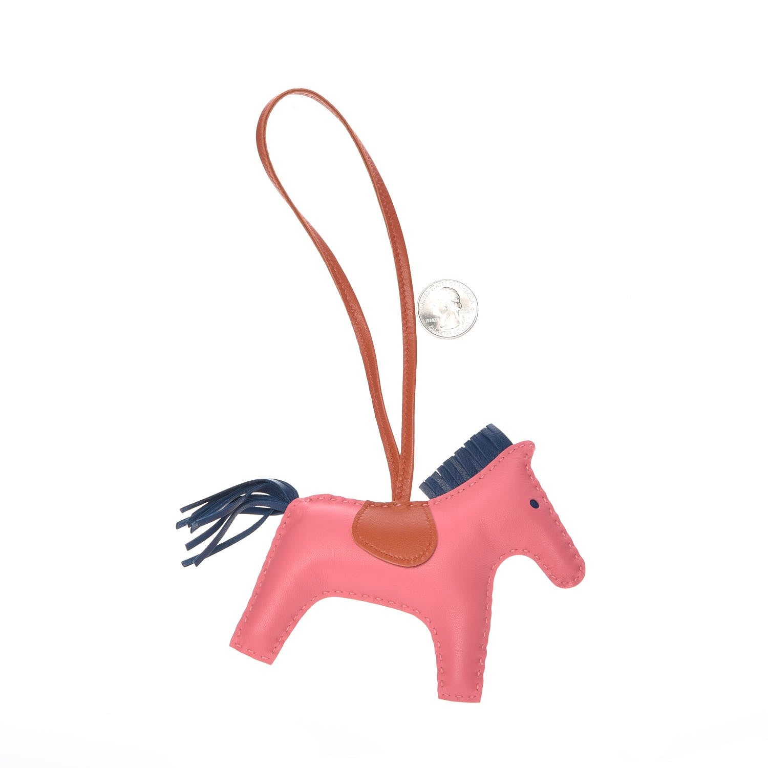 Hermes Milo Lambskin Grigri Rodeo Bag Charm MM Rose Azalee Cornaline Bleu De Malte 2 of 4