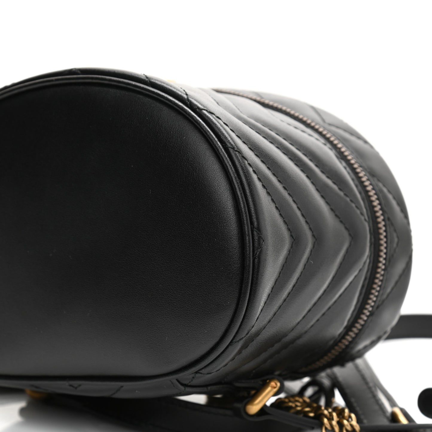 Calfskin Matelasse Mini GG Marmont Round Backpack Black