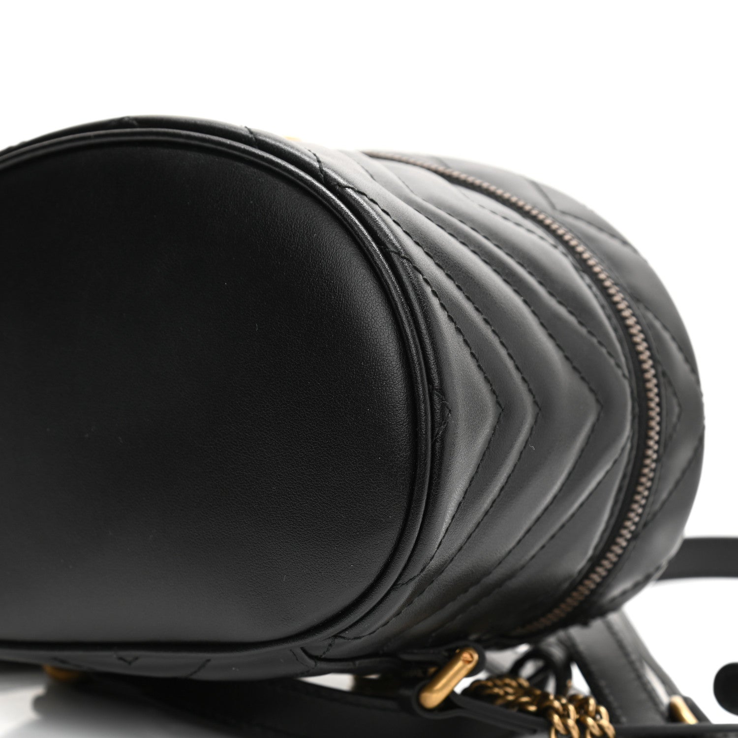 Gucci Calfskin Matelasse Mini GG Marmont Round Backpack Black 9 of 11