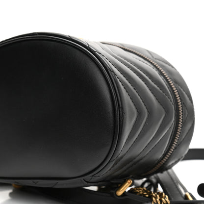 Gucci Calfskin Matelasse Mini GG Marmont Round Backpack Black 9 of 11
