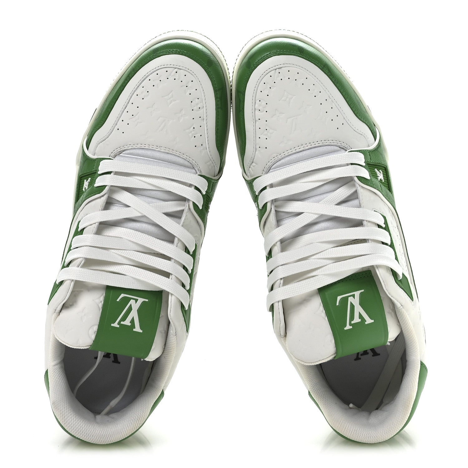 Louis Vuitton Calfskin Monogram Mens LV Trainer Sneakers 8.5 Green 2 of 9