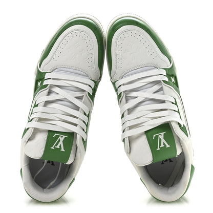 Louis Vuitton Calfskin Monogram Mens LV Trainer Sneakers 8.5 Green 2 of 9