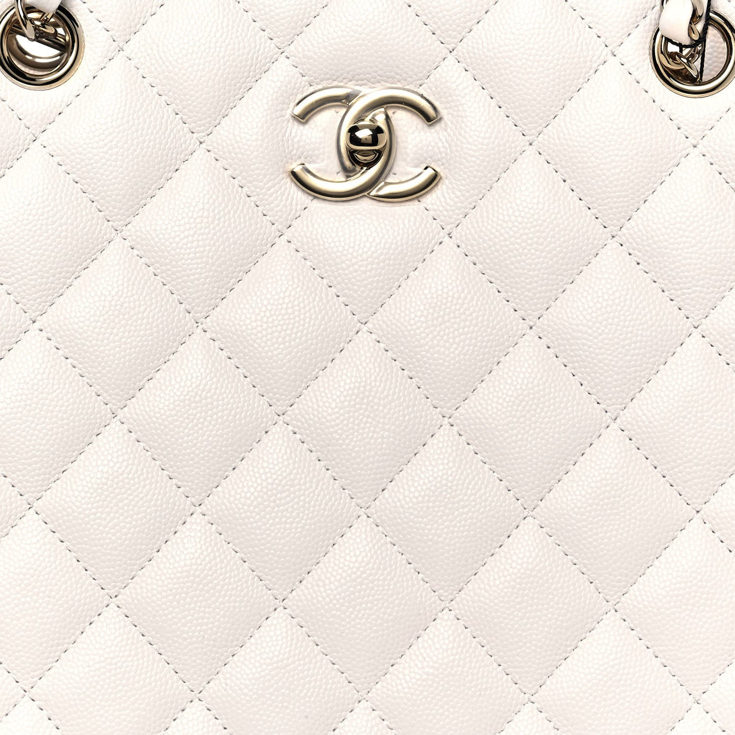 Caviar Quilted Large Classic Shopping Tote White