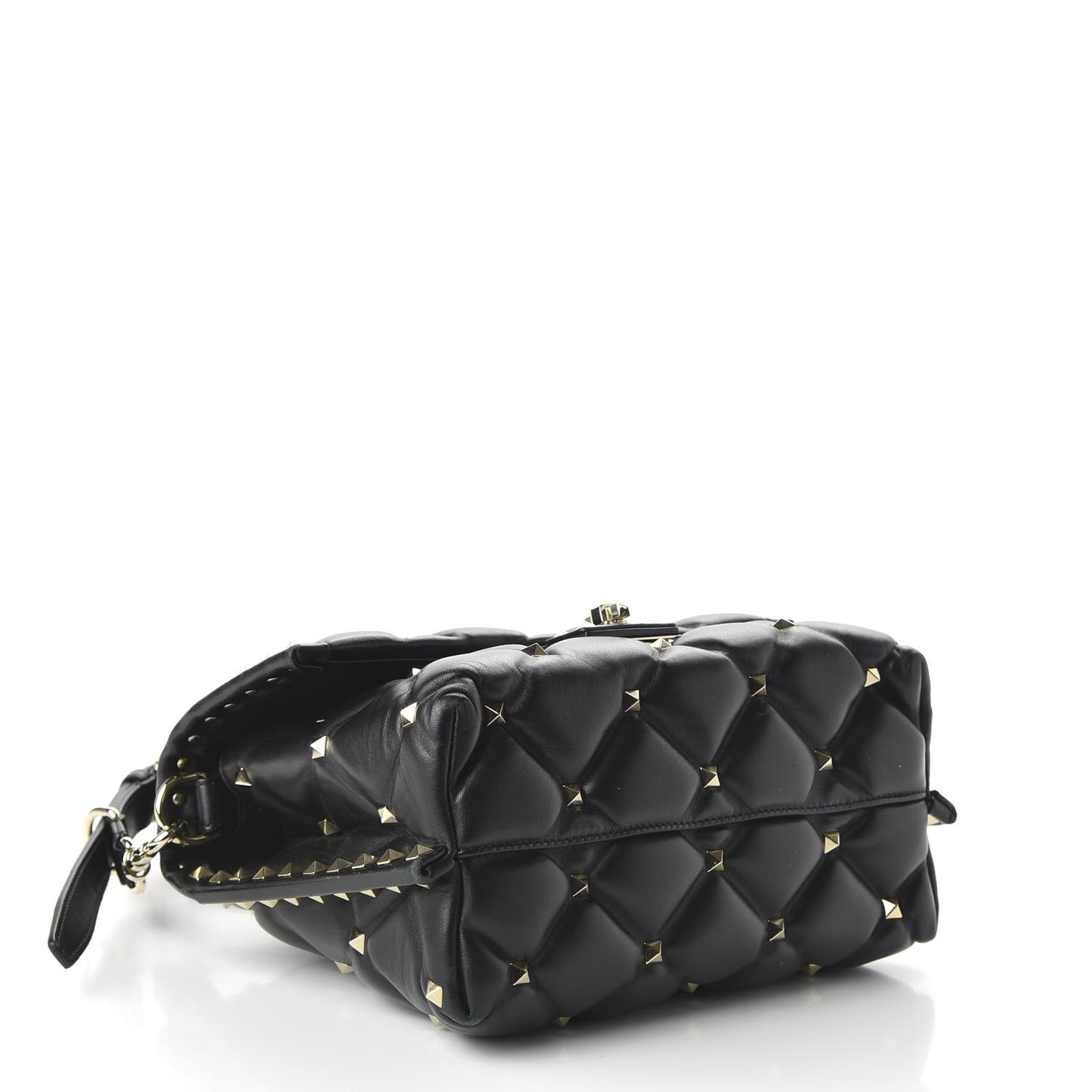 Lambskin VLTN Print Candystud Top Handle Bag Black