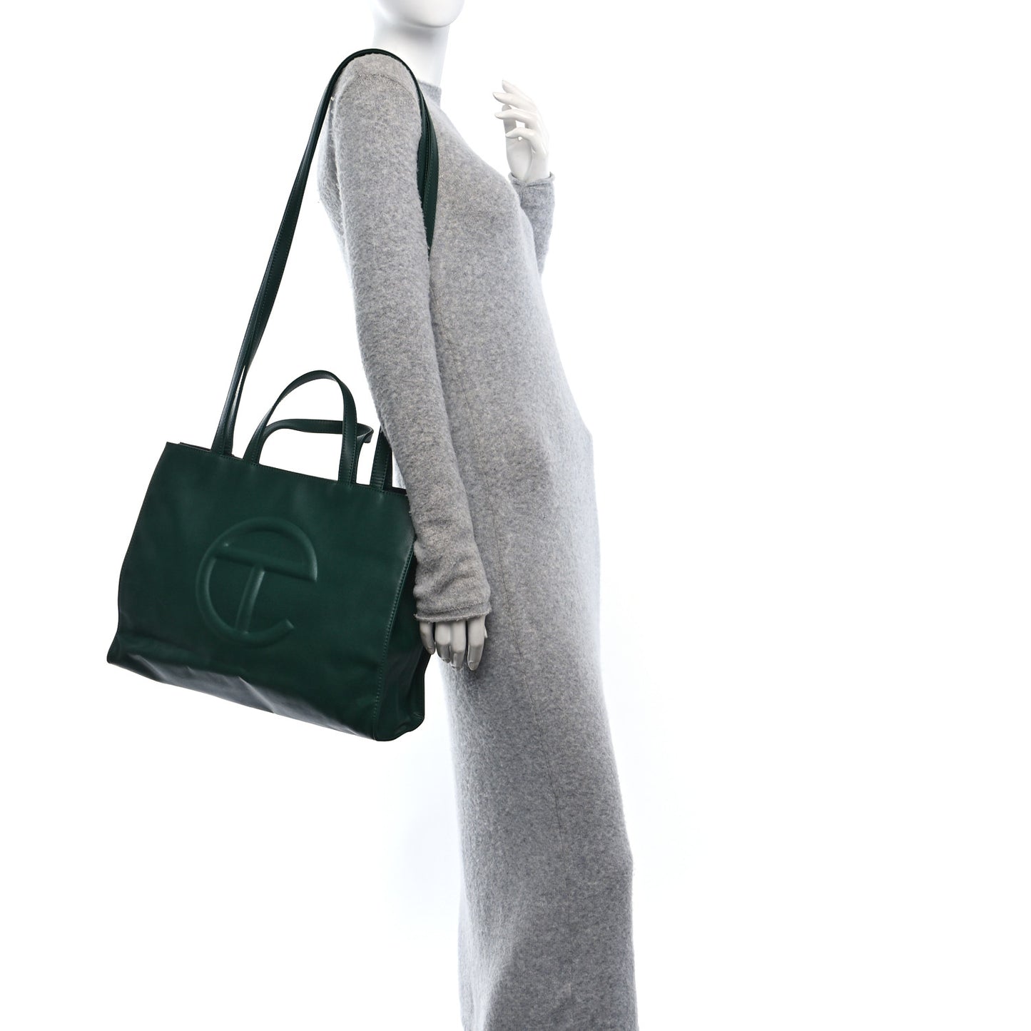 Vegan Leather Medium Shopping Bag Dark Olive