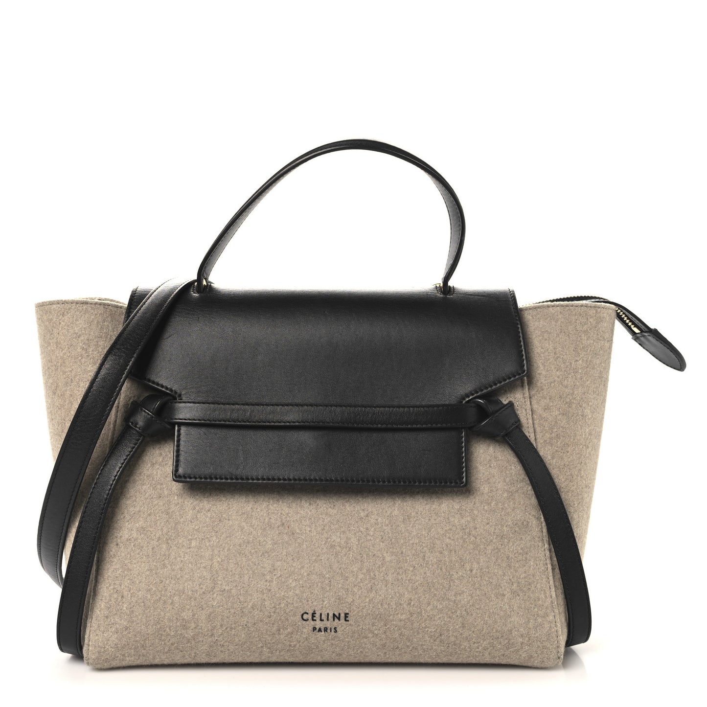 Felt Smooth Calfskin Mini Belt Bag Beige