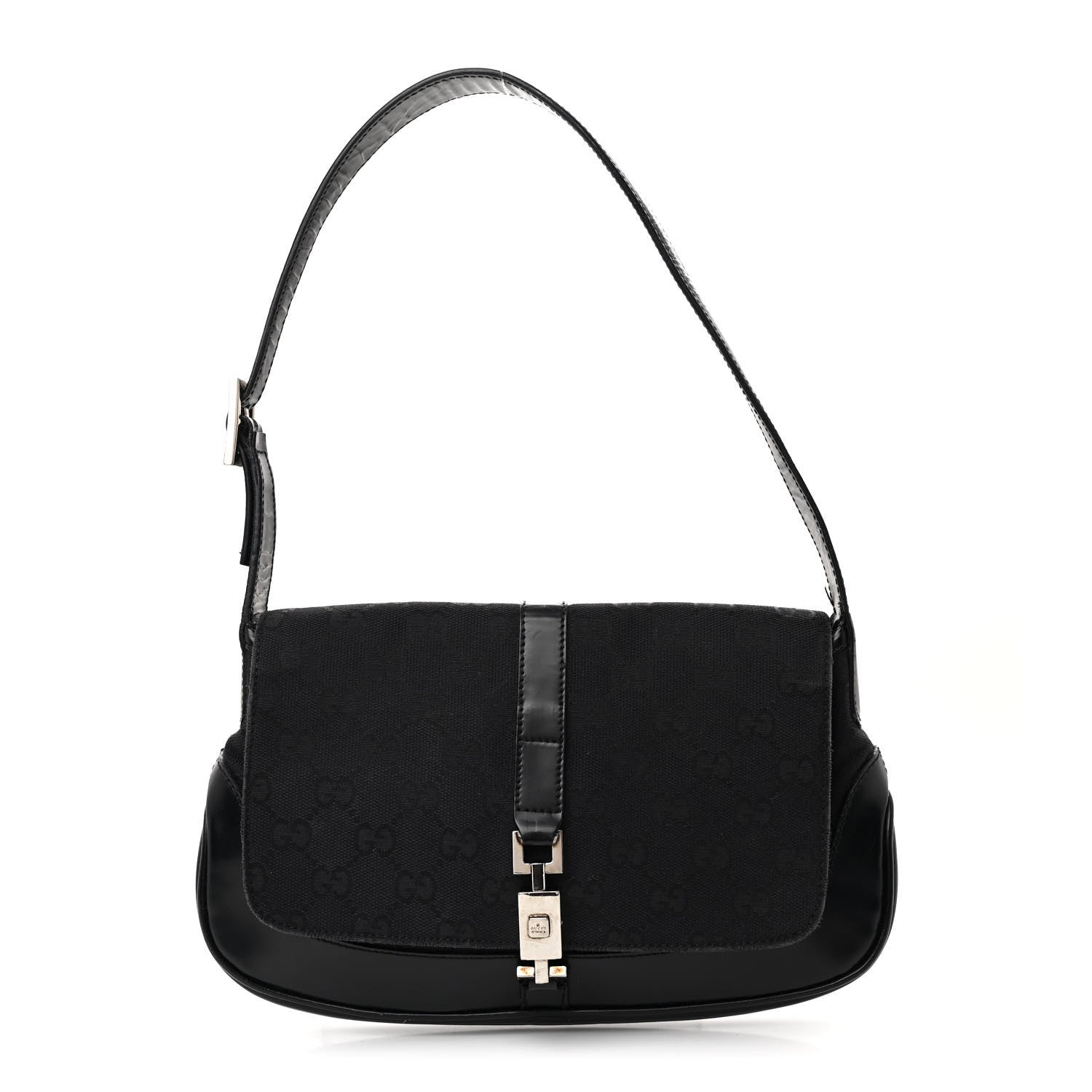 Gucci Monogram Calfskin Small Jackie O Hobo Black 1 of 13