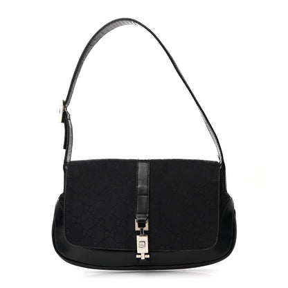 Gucci Monogram Calfskin Small Jackie O Hobo Black 1 of 13