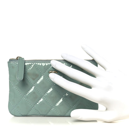 Chanel Patent Quilted Small Cosmetic Case Light Blue 2 of 9