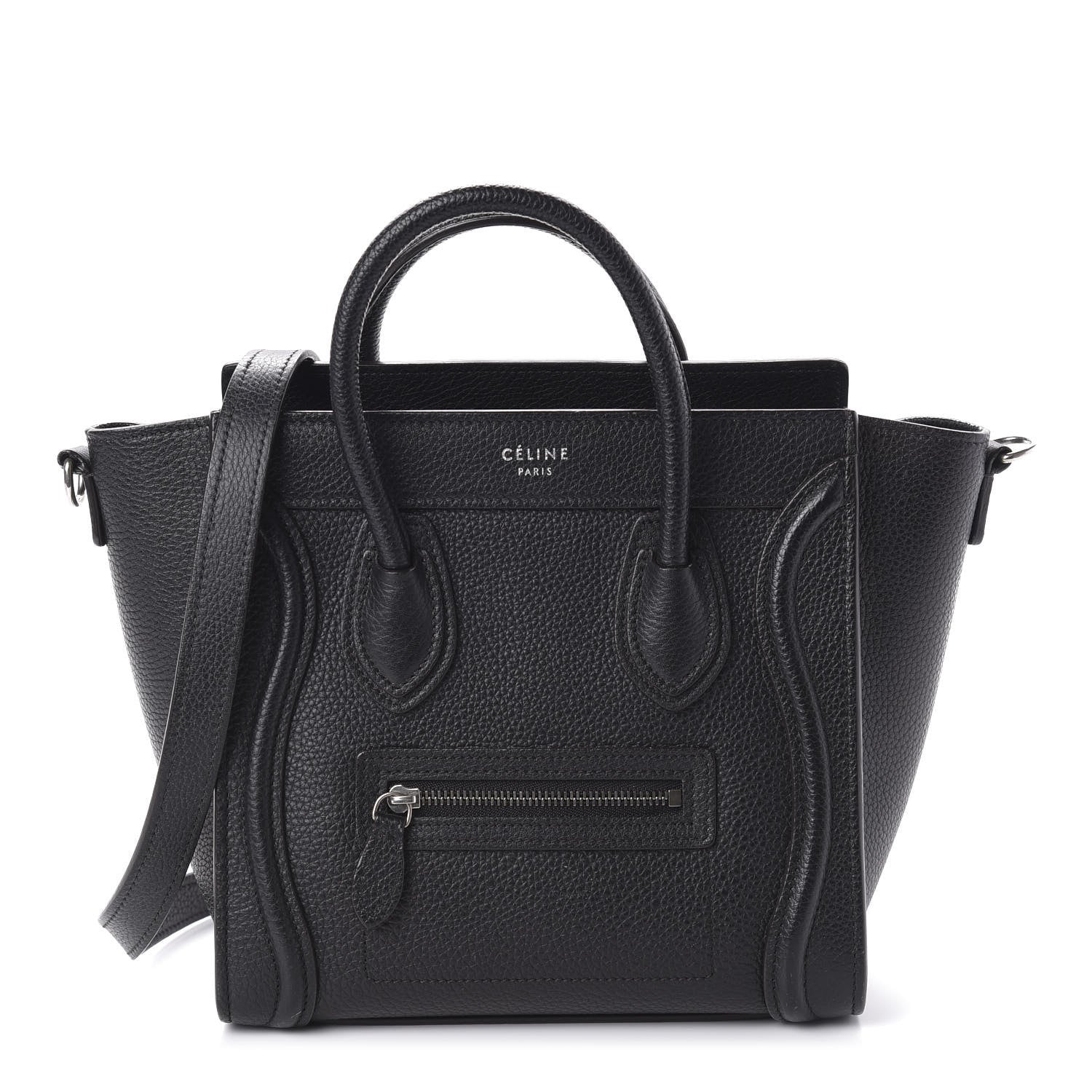 Celine Drummed Calfskin Nano Luggage Black 1 of 11