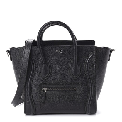 Celine Drummed Calfskin Nano Luggage Black 1 of 11