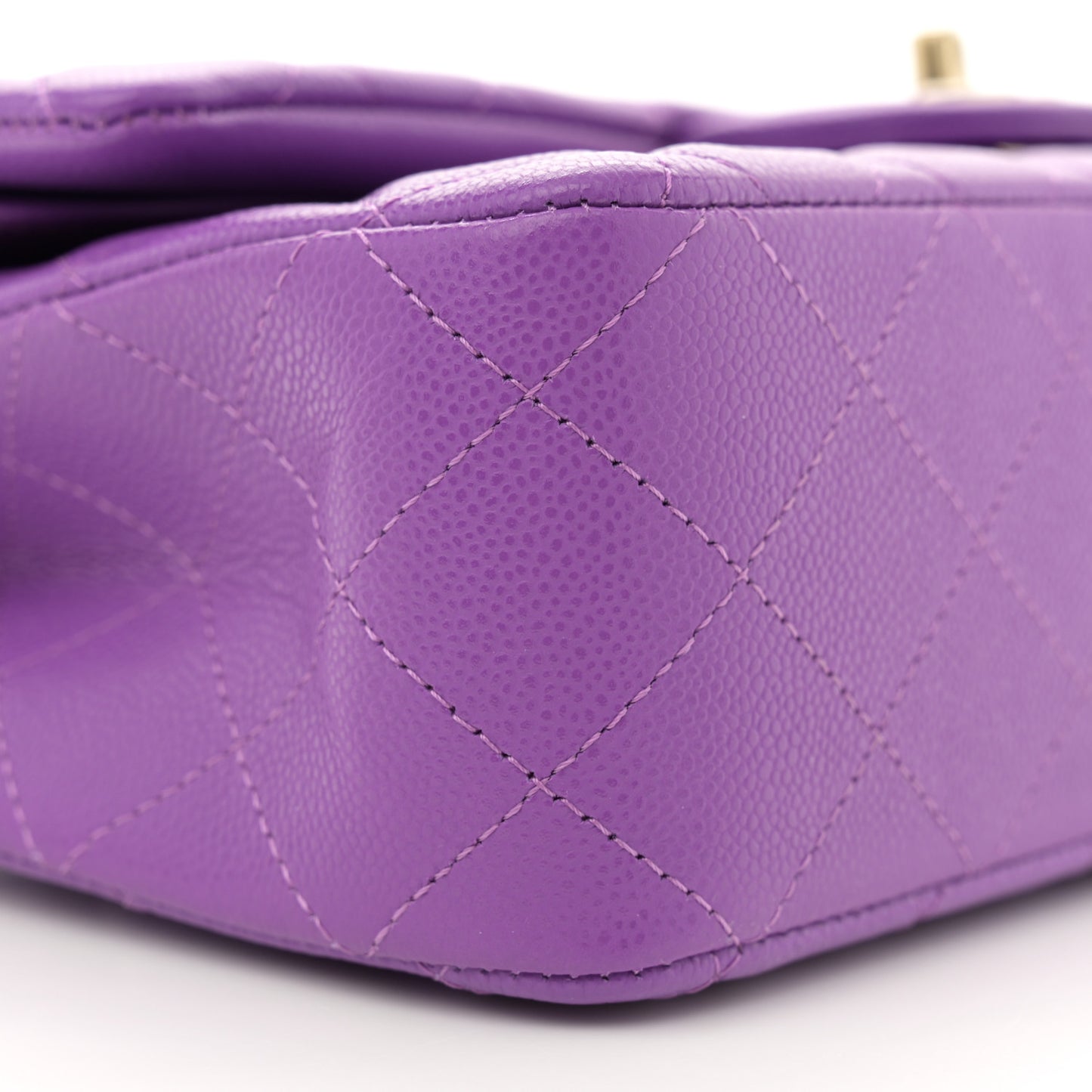 Caviar Quilted Medium Double Flap Purple