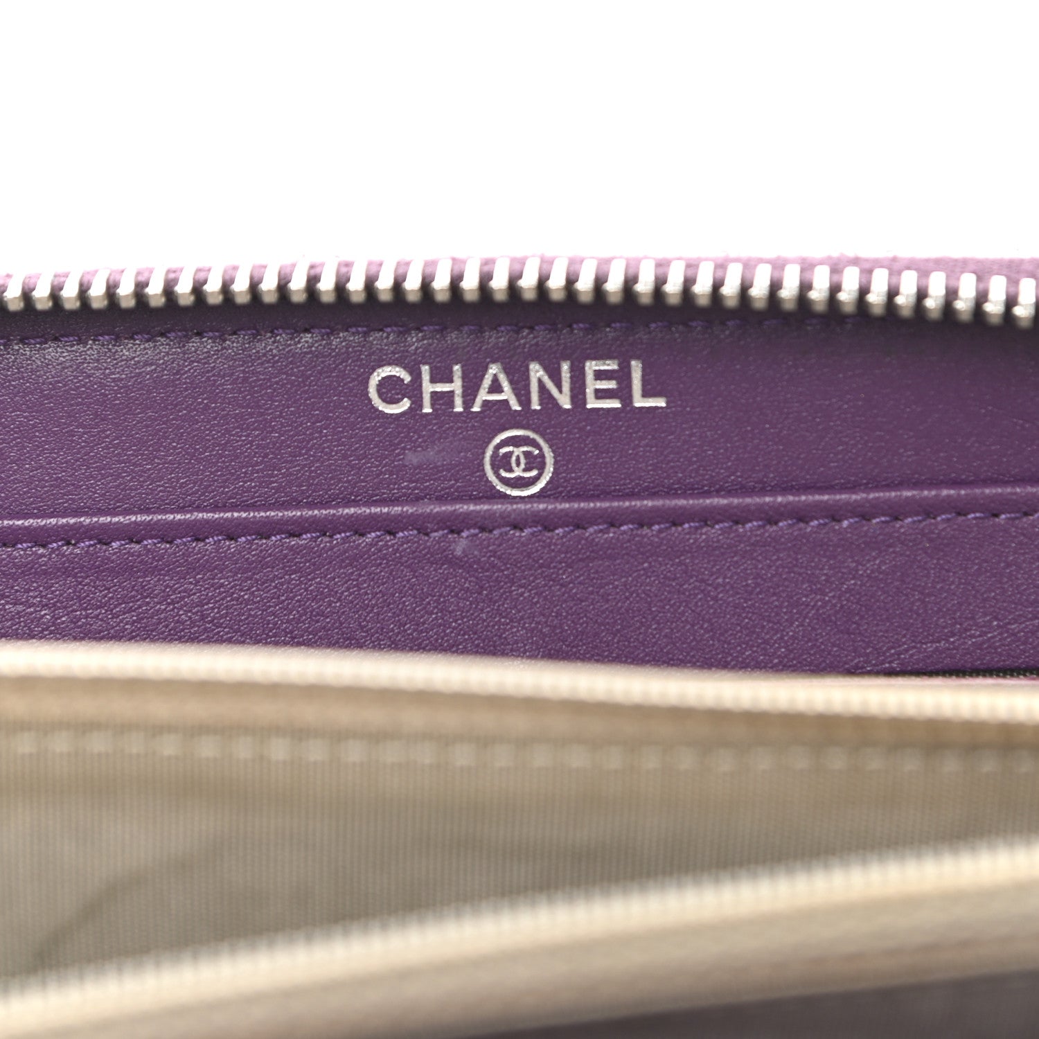 Chanel Patent Quilted Brilliant Zip Around Wallet Purple 6 of 11