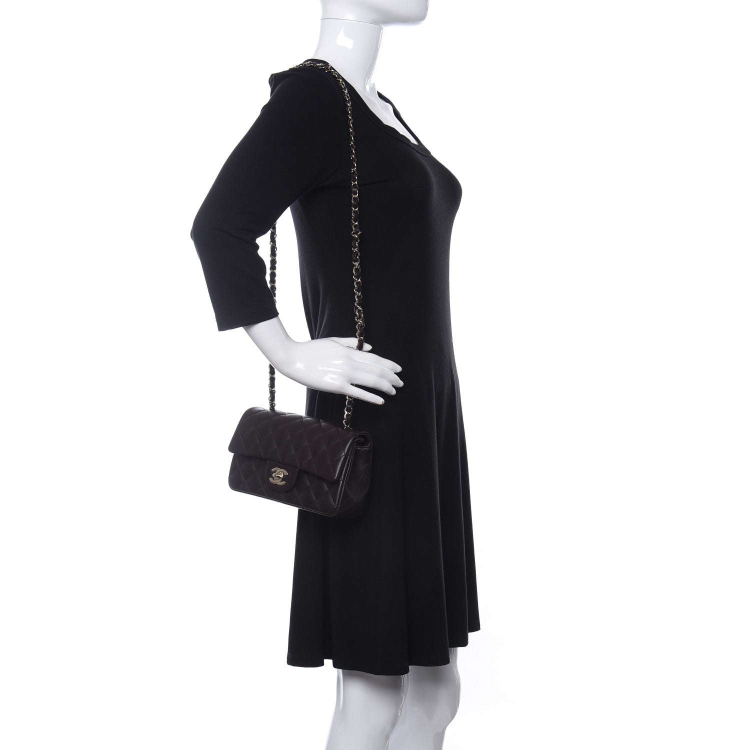 Chanel Lambskin Quilted Mini Rectangular Flap Dark Brown 2 of 11