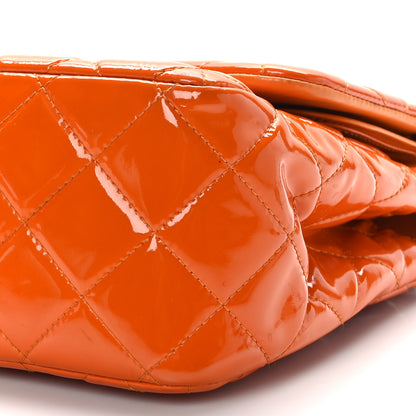 Chanel Patent Quilted Jumbo Double Flap Orange 9 of 9