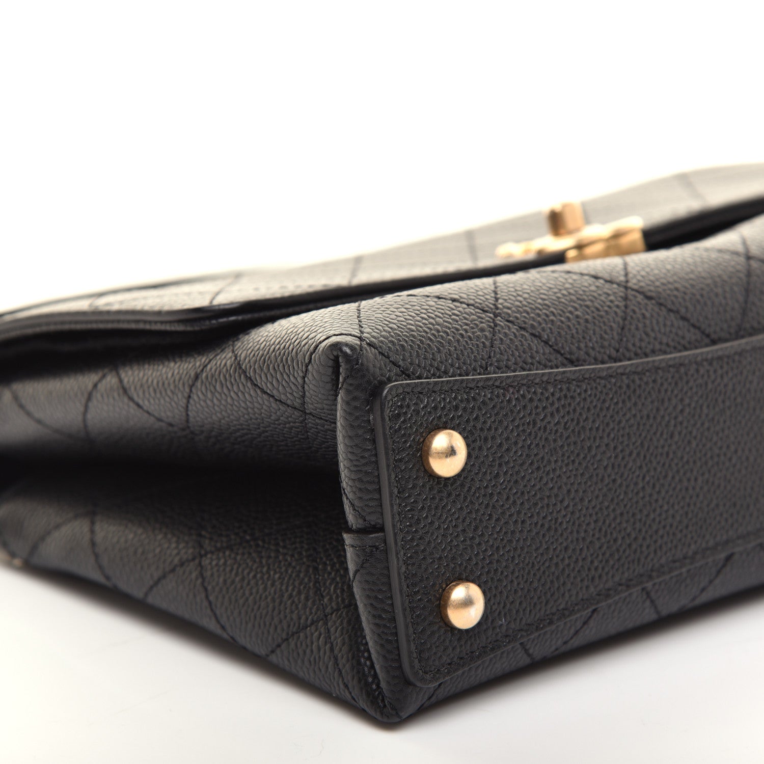 Chanel Caviar Diamond Stitched Small Top Handle Flap Black 6 of 12