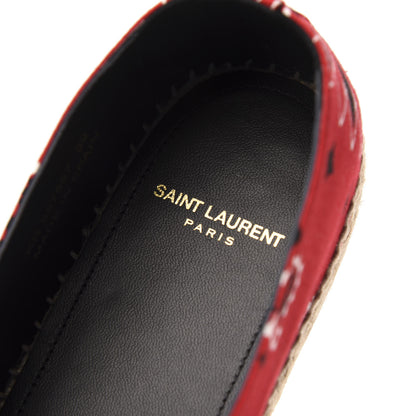 Saint Laurent Bandana Print Canvas Espadrilles 39 Red 6 of 9
