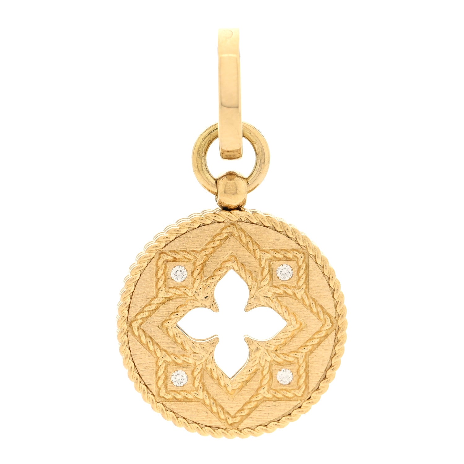 Roberto Coin 18K Yellow Gold Diamond Venetian Princess Flower Disc Pendant 1 of 3