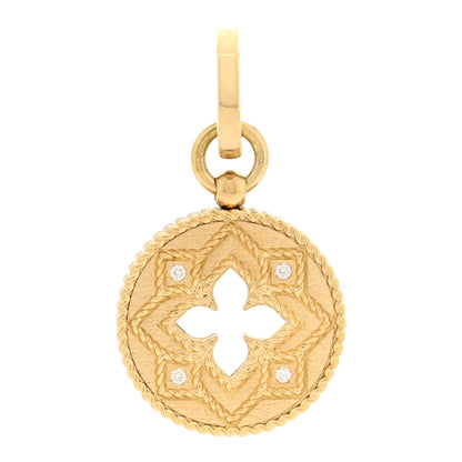 Roberto Coin 18K Yellow Gold Diamond Venetian Princess Flower Disc Pendant 1 of 3