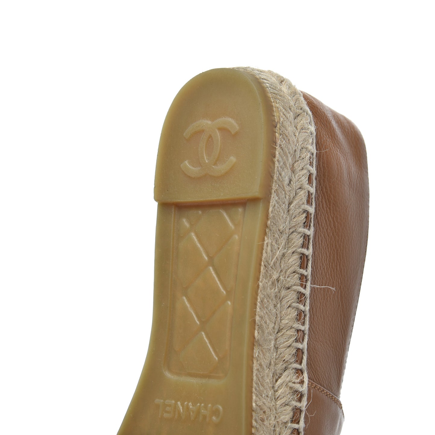Calfskin CC Espadrilles 38 Light Brown