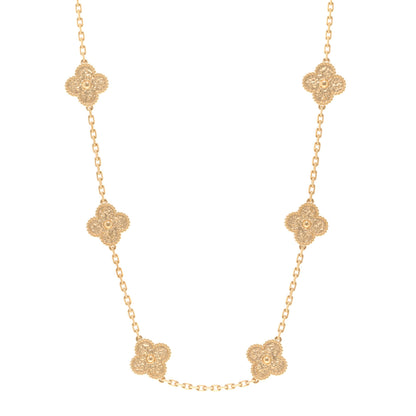 Van Cleef & Arpels 18K Yellow Gold 10 Motifs Vintage Alhambra Necklace 1 of 6