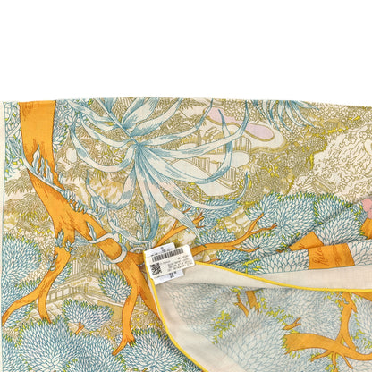 Hermes Cashmere Silk Retour a la Nature 140  Vert Jaune Rose 3 of 3