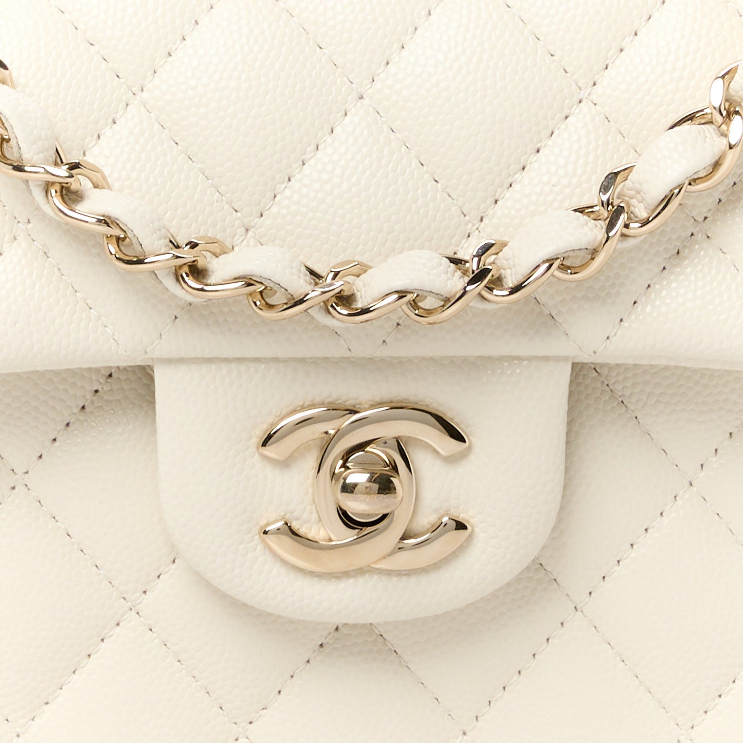 Caviar Quilted Small Double Flap White