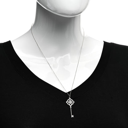 Tiffany 18K White Gold Diamond Knot Key Pendant Necklace 2 of 4