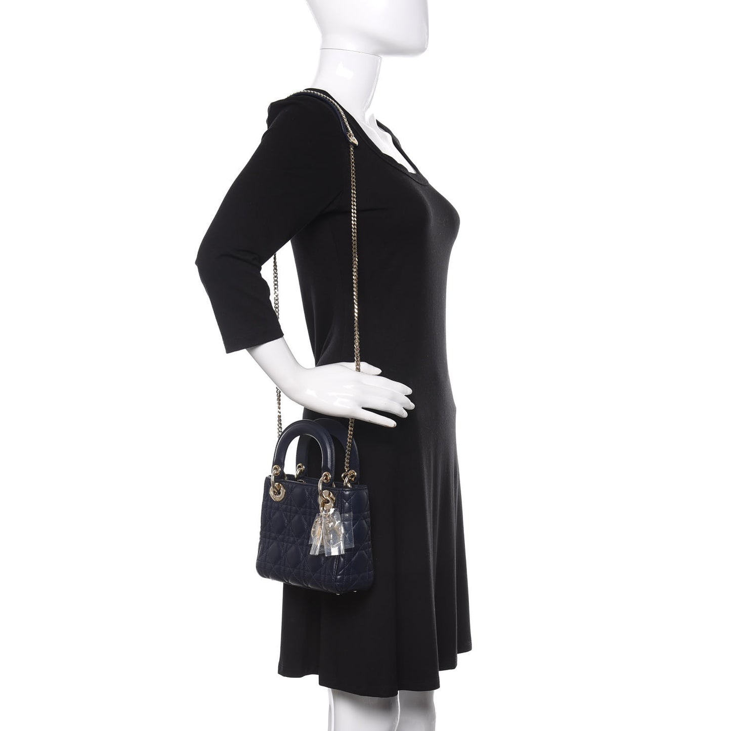 Lambskin Cannage Mini Lady Dior Navy Blue