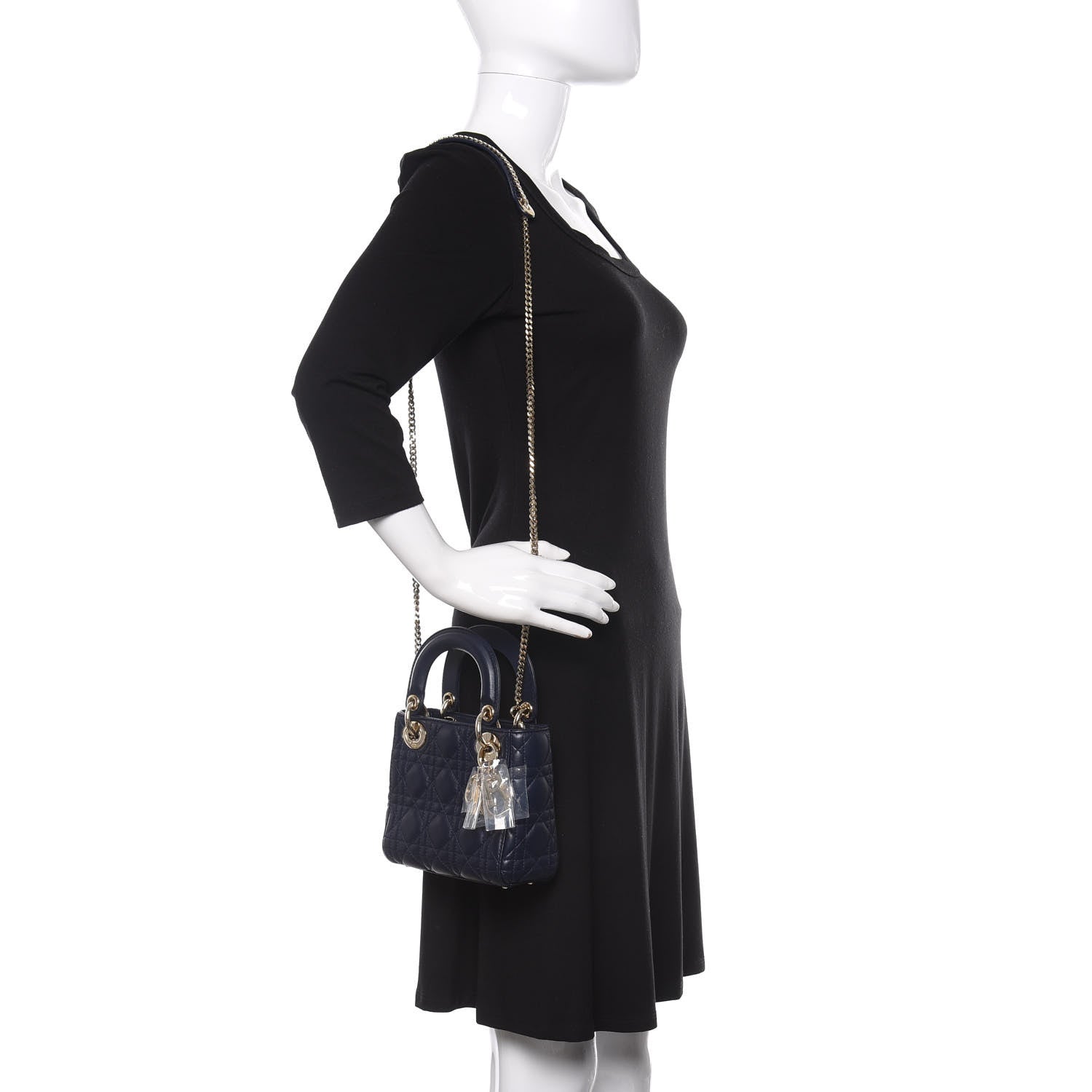 Christian Dior Lambskin Cannage Mini Lady Dior Navy Blue 2 of 11